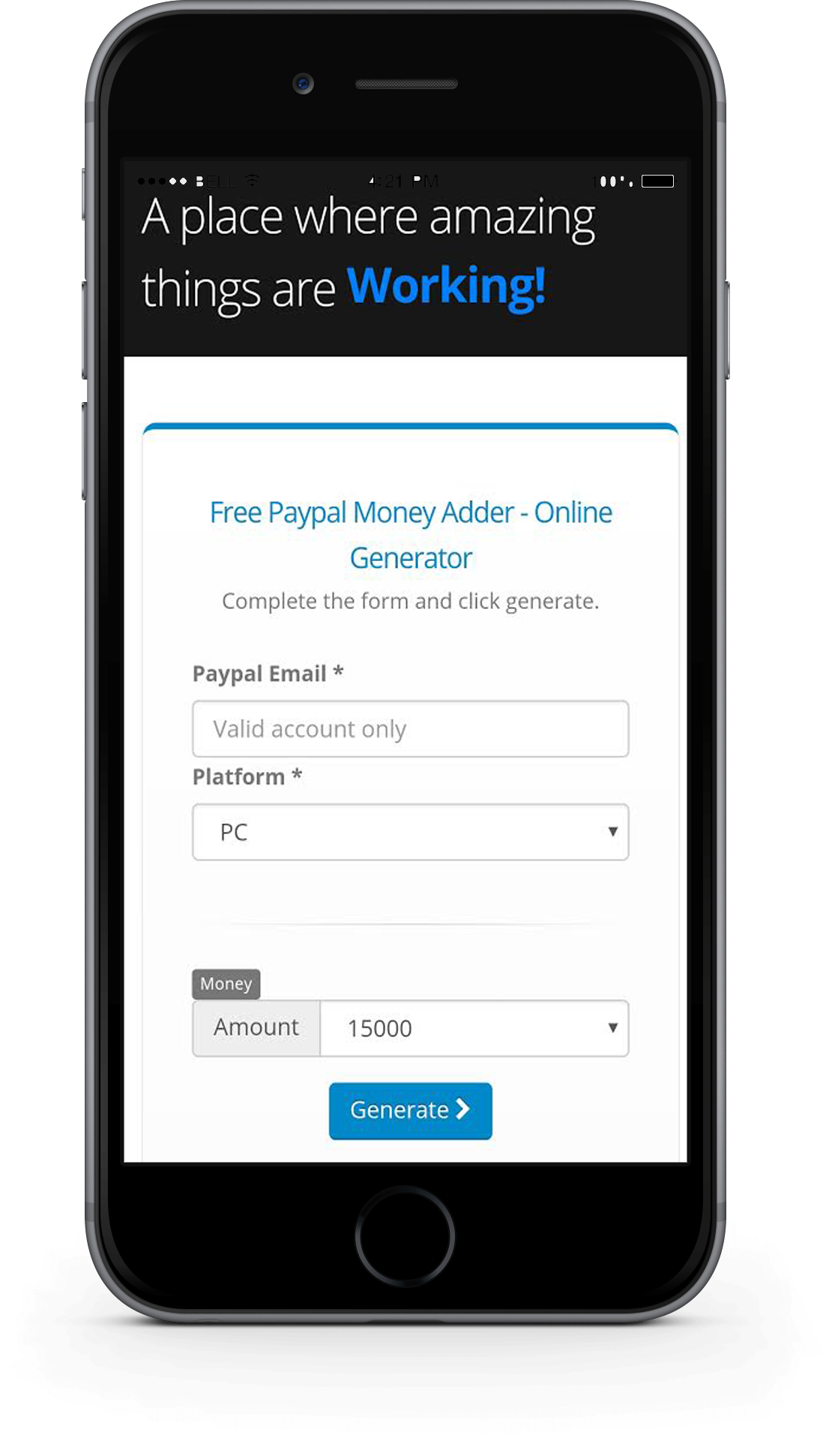 paypal account you can use generator